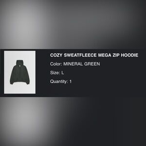 Aritzia Sweatfleece Zip Hoodie - Dark Green